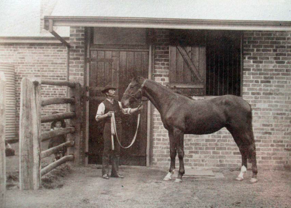 In front of Wilton Park stables